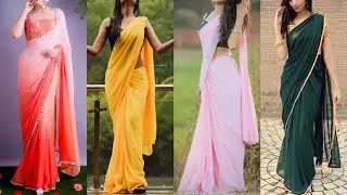 Party Wear Plain Georgette Saree with blouse Designs  - Modern and Stylish Saree Ideas for 2022