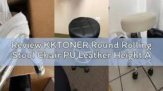 Review KKTONER Round Rolling Stool Chair PU Leather Height Adjustable Swivel Drafting Work SPA Shop