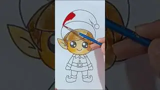 Cute Elf Character Drawing Tutorial #shorts #christmas #art