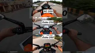KTM RC 200 VS Duke 250 VS Duke 390 🔥 First Gear Challenge #shorts #duke390
