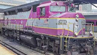 MBTA GMD GP40MC #1124 with massive horn show!!