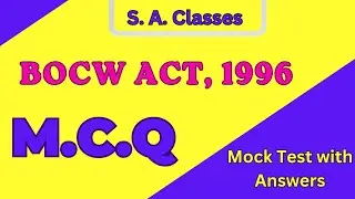 MCQ on BOCW Act 1996 In Hindi | The Building And Other Construction Workers Act, 1996 mcq #bocw