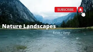 Relaxing light rain on pond in montains ideal for relax, meditate, slef healing, stress release