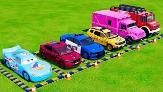 SUPER CARS JUMP - TRANSPORTING POLICE CARS, AMBULANCE VEHICLES, FIRE DEPARTMENT WITH TRUCK !FS22 #39