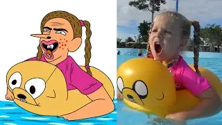 Diana and Papa at the Water Park Funny Drawing Meme | Diana and Roma