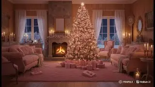 Cozy Pink Christmas Ambience🎄🎀 Relaxing Crackling Fireplace To Fall Asleep To 🔥 (4K)