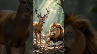 hiran aur sher ki dosti |Ai video #trending#cats#animal#tiger#viral#trending #reels