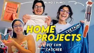 How to Hang Curtains, Costco Shopping Trip, and solar lights & DIY sun catchers | Vlogmas Day 11