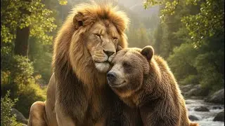 “शेर 🦁 और भालू 🐻 की दोस्ती 🤝