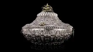 ANTIQUE 19thC OTTOMAN EMPIRE SOLID SILVER MASSIVE JEWELLERY BOX, TURKEY c.1890