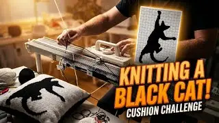 KAL Part 1 LK150 knitting A Cushion with a Black Cat