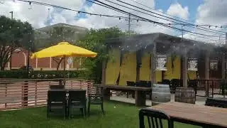 Hydrobreeze.com Fan Misting System for Restaurant Application, outdoor cooling solutions.