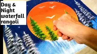Poster rangoli design | Nature Scenery rangoli | Diwali big  rangoli