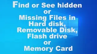 Find or See hidden or Missing Files in Hard disk, Removable Disk, Flash drive or Memory Card