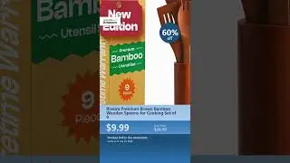 Riveira Premium Brown Bamboo Wooden Spoons for Cooking Set of 9