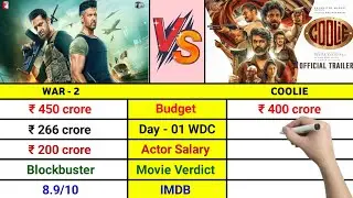 War 2 vs Coolie Movie Full Comparison Video | Day 01 WDC | Box Office WDC | Budget | Actor Fee's 