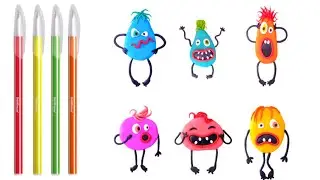 Create an air dry clay monster. DIY modeling play-dough crafts with soft plasticine. Smarty and Arty