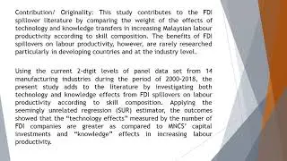 Spillover Effects of Inward Foreign Direct Investment on Labour Productivity An Analysis on Skill Co