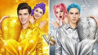 KPop Demon Hunters: Couple Makeover IRL! Gold vs Silver Mermaid Couple From Huntrix vs Saja Boys