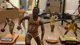 Salvino / Gartlan basketball figurine overview (Baylor, West, Kareem, Magic, Shaq, Jordan, Bird)