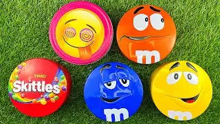 Colorful ASMR Delight Cans | UnboxingRainbow Skittles & M&M's