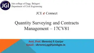 JCE CV Quantity Surveying and Contracts management(17CV81) 1.1 Introduction and terminologies