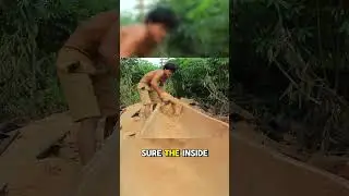 Building a Boat Out Of a Palm Tree  #diy  #shorts  #survival  #building  #boat