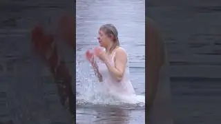 Girl Ice Bath Swim 2025 ❄️ Epiphany Festival &ndash; Shocking Cold Plunge!