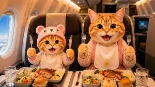 ✈️ Mama Cat & Ginger Jimmy's First Flight to America 🇺🇸❤️ | A Family Reunion & Delicious Dinner 🥩🍰