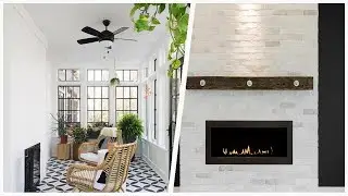 75 Multicolored Floor Living Space With A Brick Fireplace Design Ideas You'll Love 🔴