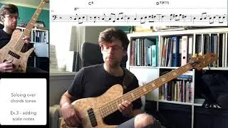 Soloing over chords tones 1/2 - NOTES/TAB - Steve Billman Bass Quick Tip  - [CHORD NOTES EXERCISE]