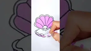 How to draw a Shell with Pearl | Tutorial Art for kids! #shorts #cartoon #shell  #pearl