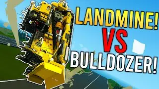 Landmines In STORMWORKS!? Bulldozer goes flying!  -  Stormworks Multiplayer Gameplay