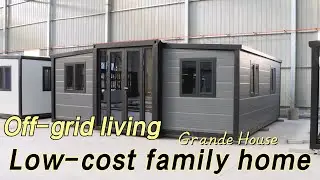 Gray metal carved board expandable container house