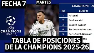 ASI QUED&Oacute; LA TABLA DE POSICIONES DE LA CHAMPIONS LEAGUE 2025-26 FECHA 7 / REAL MADRID 6-1 MONACO