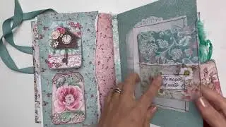 Stamperia Sweet Winter journal flip through | many tuck spots and pockets
