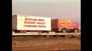 Ringling Bros Unloading Circus Train and  Cole Bros, Clyde Beatty Erecting Circus Tent