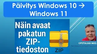 N&auml;in avaat pakatun zip-tiedoston - p&auml;ivitys Windows10 - Windows 11 - videooni