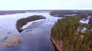Flying above Lake P&ouml;ll&auml;nselk&auml; ice break up 4K video