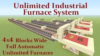 Minecraft Tutorial : (1.8.3) Unlimited Industrial Furnace System Any Size & Fully Automatic