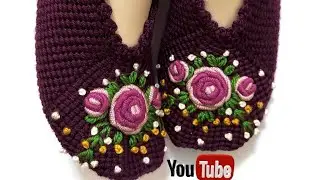 Patik üzerine Brezilya nakışı işleme ✅ // Brazilian embroidery on booties