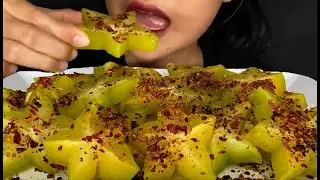 ASMR STARFRUIT WITH CHILI SALT MUKBANG FRUITS ( EATING SOUNDS )