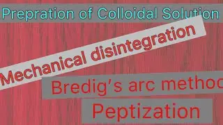 Prepration of Colloidal Solution/Dispersion#Bredigs arc method/Peptization/Mechanical disintegration