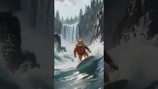 Funny Cat  on Surfboard #shortsfeed #cat #shorts #adventure