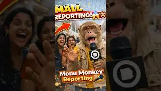 Monu Monkey !! Live reporting from shopping mall #funny #comedy #entertainment #monkey #cute #fun