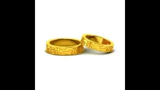 Unique Floral Pattern Gold Wedding Bands | Floral Engraved Wedding Band |