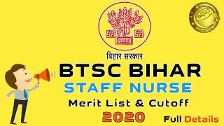 BTSC Bihar 2020 &ndash; Staff Nurse Result Released cut off and merit list By SKJOBALERT