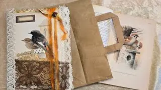 Junk Journal aus Paper Bag / Einkaufstasche mit zwei Pockets außen auf dem Cover