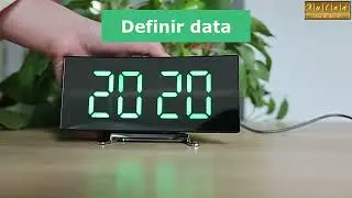 Rel&oacute;gio de mesa digital com tela curva, display em LED, com fun&ccedil;&atilde;o despertador