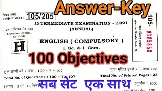 English 100 Objective Answer-Key / I.Sc. & I.Com. English Answer Key 2021/ BSEB 4/02/2021 Answer Key